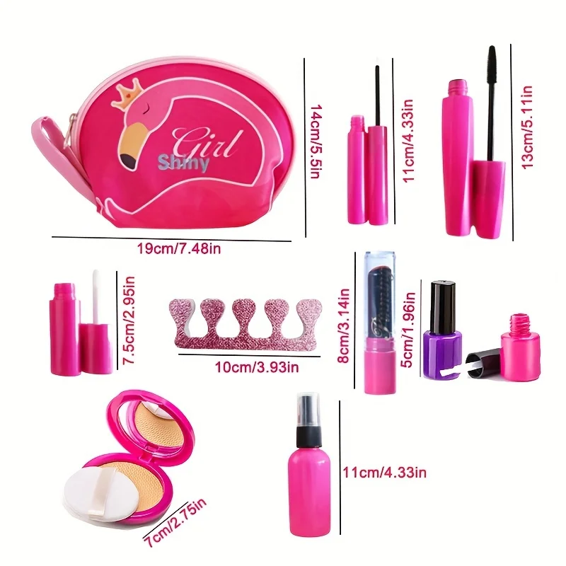 Stellen Sie sich vor, Make-up-Set für Mädchen mit Kosmetiktasche, Spielzeug-Make-up-Spielhaus – Handy-Reiseset, Nagelschönheitsset, Lippenstift, lustiges Spiel