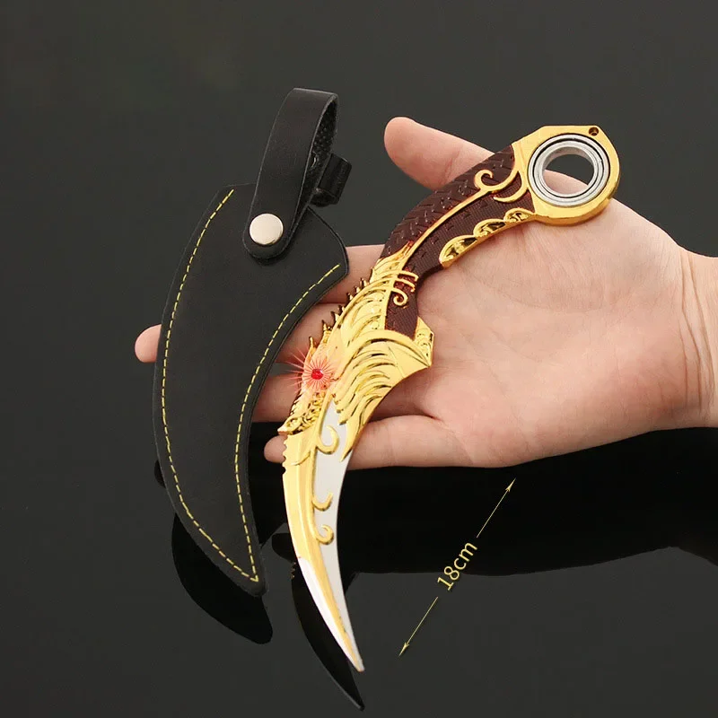 18 ซม.Revolving Five Claw Gold Dragon มีดของเล่น Karambit Knafe Eagle Claw Unedged ของเล่น Katana พร้อม Holster เด็กของขวัญ