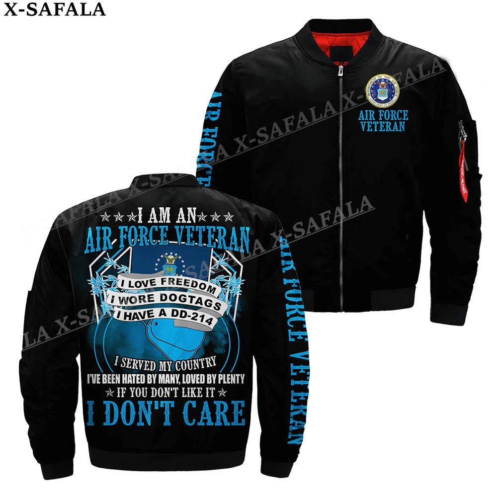 AIRFORCE Veterans Army 3D Bomber แจ็คเก็ตซิปเสื้อแจ็คเก็ตสบายๆหนาเสื้อ Unisex Harajuku ผู้หญิง Streetwear-1