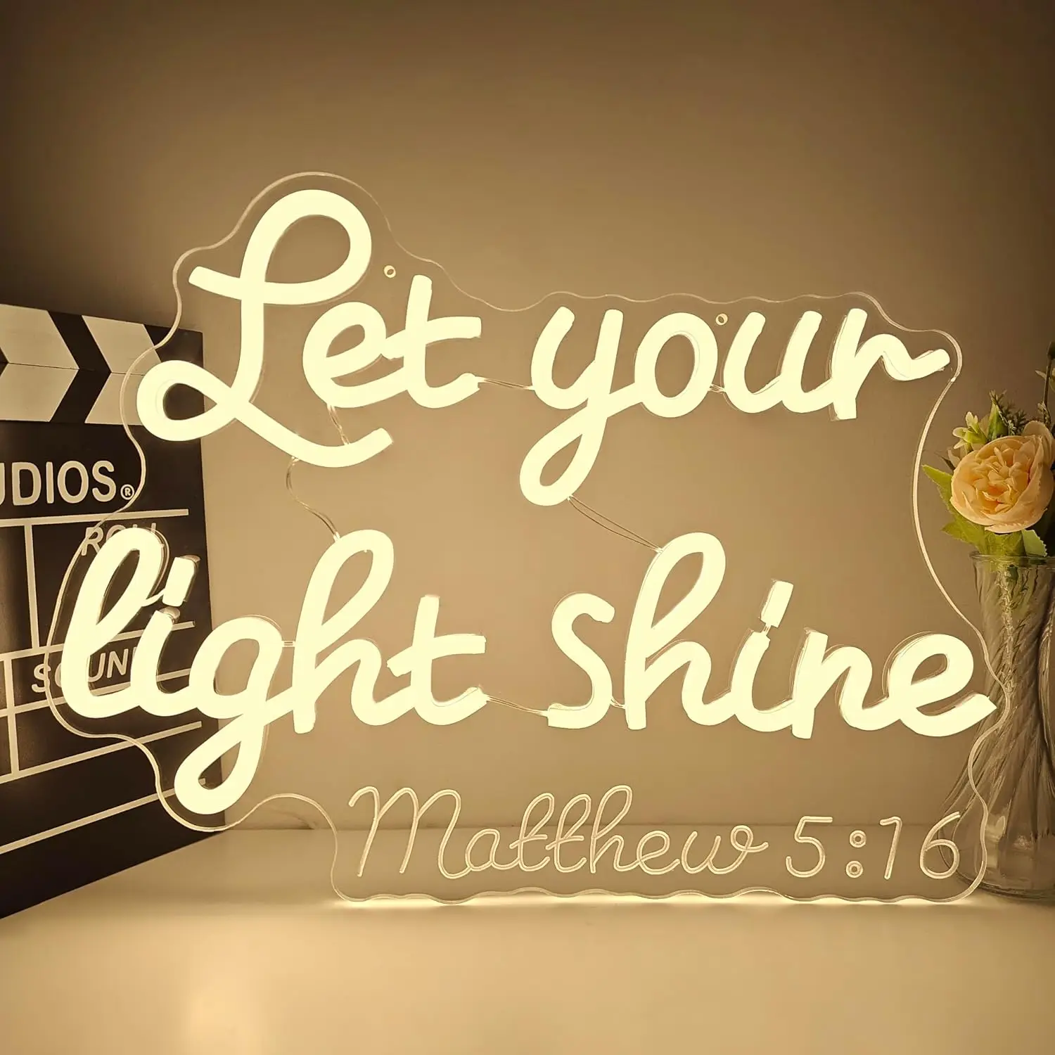 Let Your Light Shine LED Neon Sign USB Powered Neon Light Church Chapel Christian Room Bedroom Faith Themed LED Decor Lamp