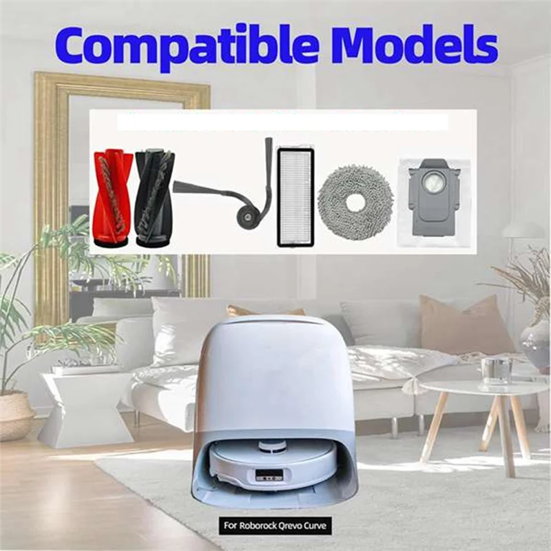 A80I 30 Pcs For Roborock Qrevo Curv / P20 Pro Sweeping Robot Main Side Brush Mop Filter Set