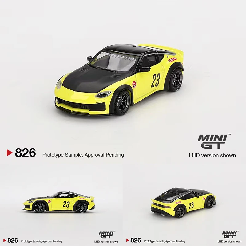 PreSale MINIGT 826 1:64 LBWK 400 Z LB NATION WORKS Ikazuchi Yellow Diecast Car Model Collection Toys