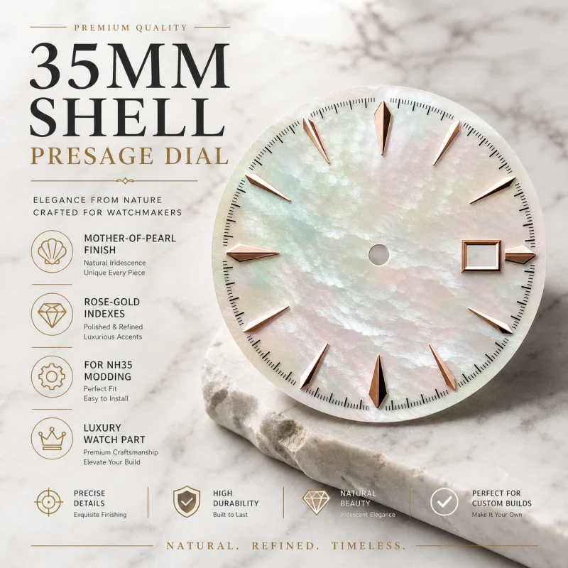 NH35 shell Presage dial 35mm rose gold silver watch  suitable for NH35 NH36 automatic mechanical replacement parts