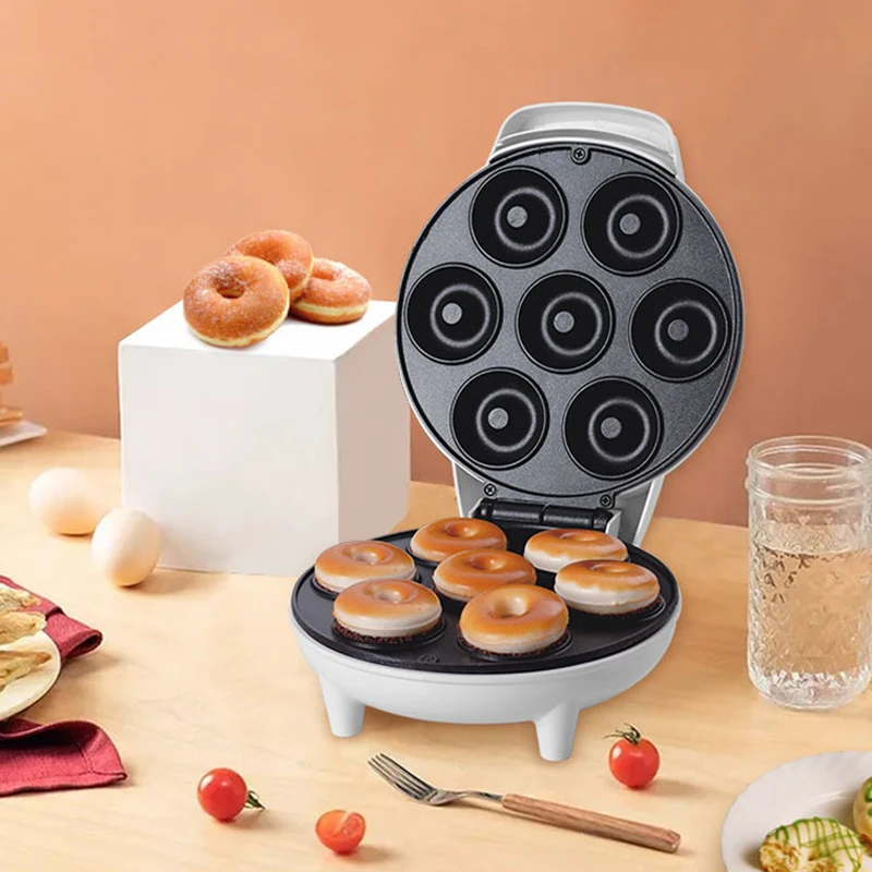 1200W Electric Donut Maker Breakfast Machine Non-Stick 7 Holes Doughnut Makers for Kids Household Multi-Functional Cake Machine