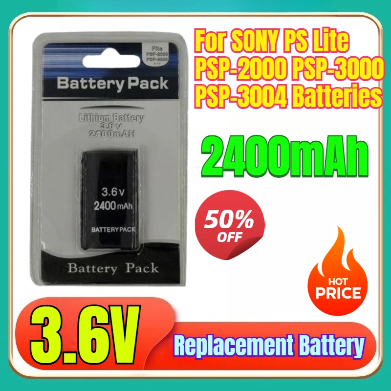 

3.6V 2400mAh for SONY PS Lite PSP-2000 PSP-3000 PSP-3004 3600mAh for SONY PSP2000 Handheld Game Console Backup Battery Pack