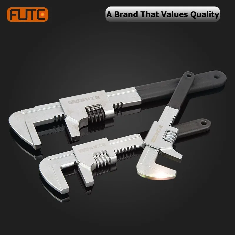 

FUTE CRV Portable Car Wrench 9/11/15in Right Angle Thin Mouth Spanner Large Opening Adjustable Wrench Home Auto Repair Tools