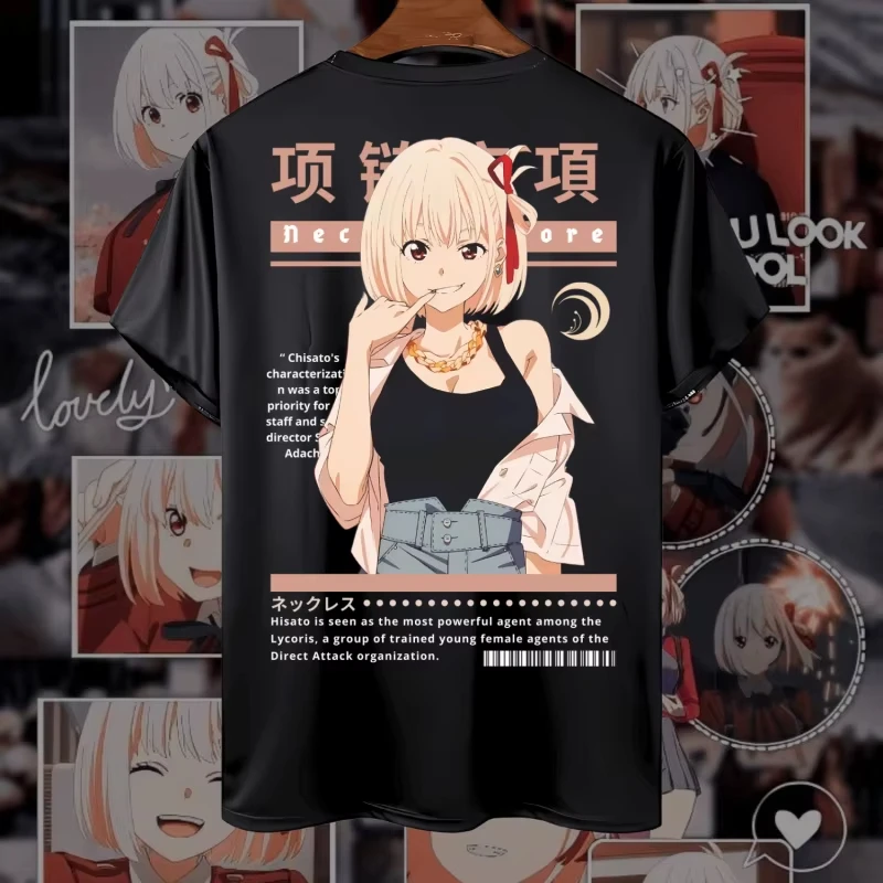 T-shirt Anime CHISATO NISHIKIGI Katun Premium 24s - Tshirt Distro Anime Lycoris Recoil Oversize Dewasa