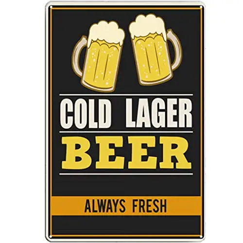 1pcs,Original Retro Design Alawys Fresh Cold Beer Tin Metal Signs Wall Art | Thick Tinplate Print Poster Wall Decoration for Bar