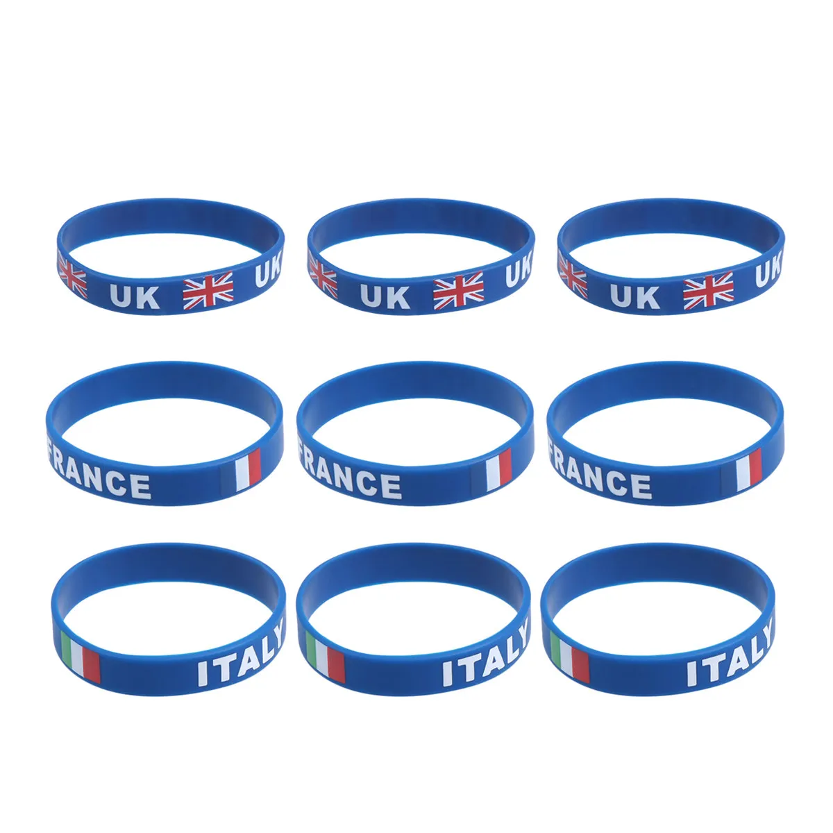 10Pcs Silicone Eco Friendly Sports Silicone Wristband For Soccer Fan Sport Accessories Country Flag Printed