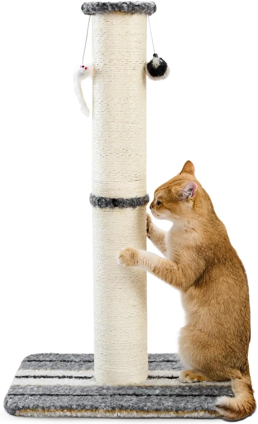 

Cat Scratching Post 38 Inches Heavy Duty and Thick Scratching Post Sisal Rope with Hanging Ball and Mice for Indoor Cats