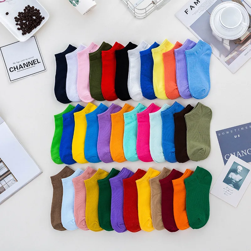 10/15 Pcs of Fashionable Classic and High-Quality Summer Candy Colored Women\'s Socks Comfortable Soft and Casual Short Socks