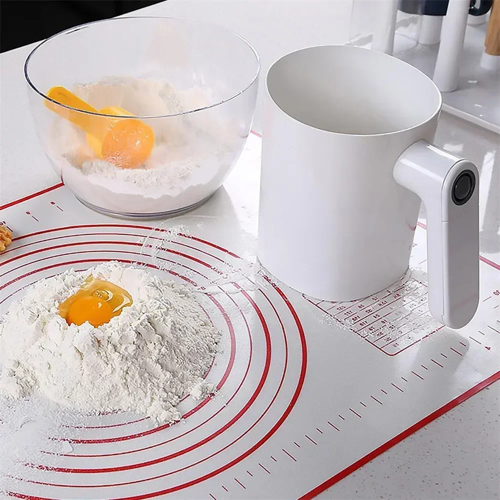 1 Liter Handheld Electric Flour Sieve Icing Sugar Powder Stainless Steel Flour Screen Cup Shaped Sifter Kitchen Pastry Cake Tool