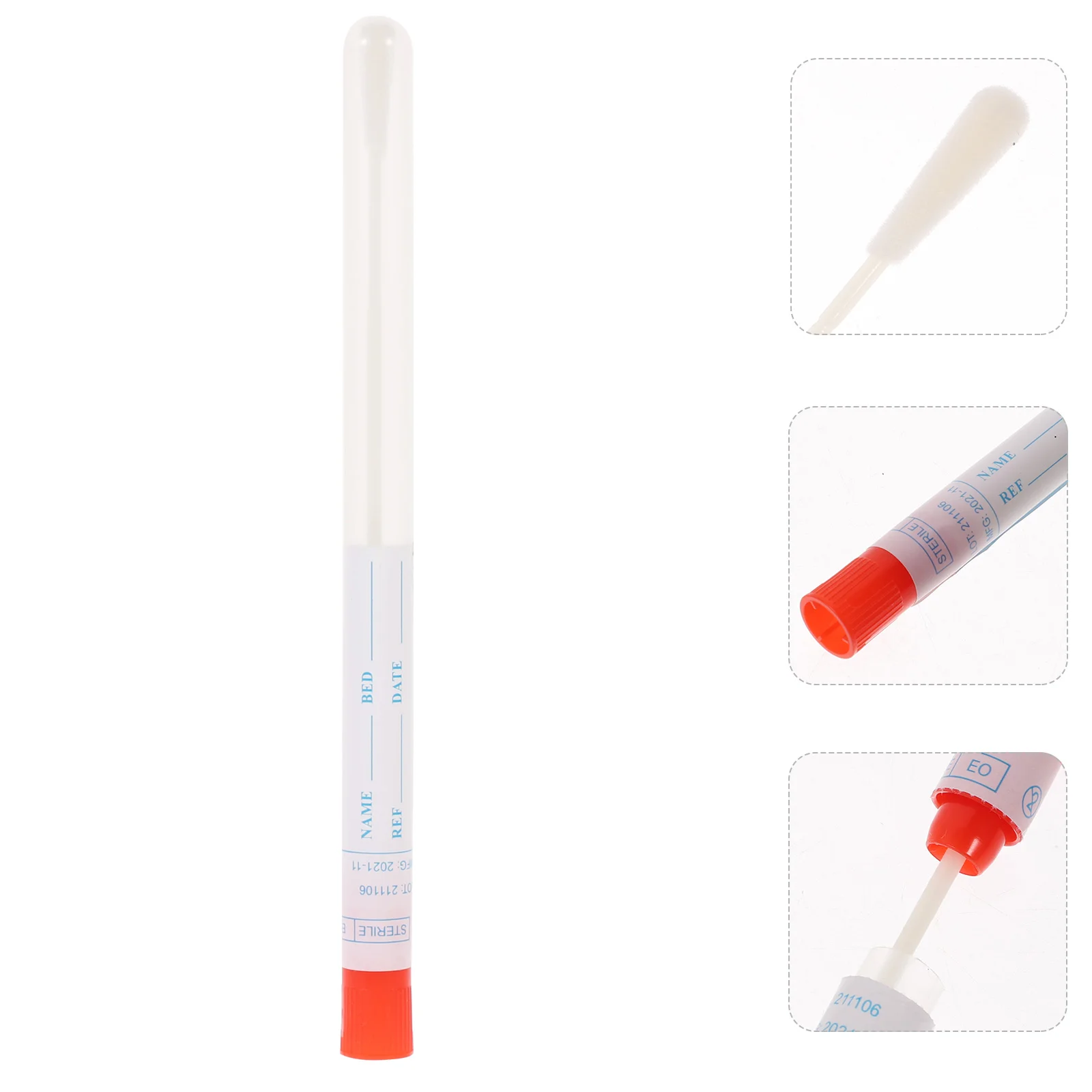 50 ชุด Swabs จมูกปลอดเชื้อสุ่มตัวอย่างแบบพกพา Professional Pharynx ตัวอย่างสีขาว