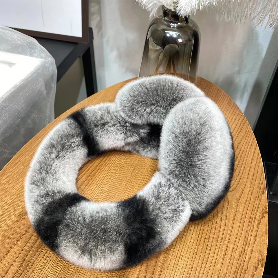 MPPM Natural 100% Rex Rabbit Fur Earmuffs Winter Accessories for Women Winter Ear Muffs Fluffy Earmuffs Ear Cover for Winter