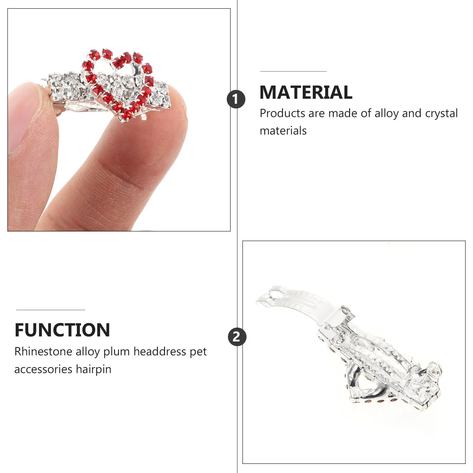 

2Pcs Decorative Pet Hairpins Heart Shape Design Adorable Dog Accessories Premium Material Decorative Pet Hairpin