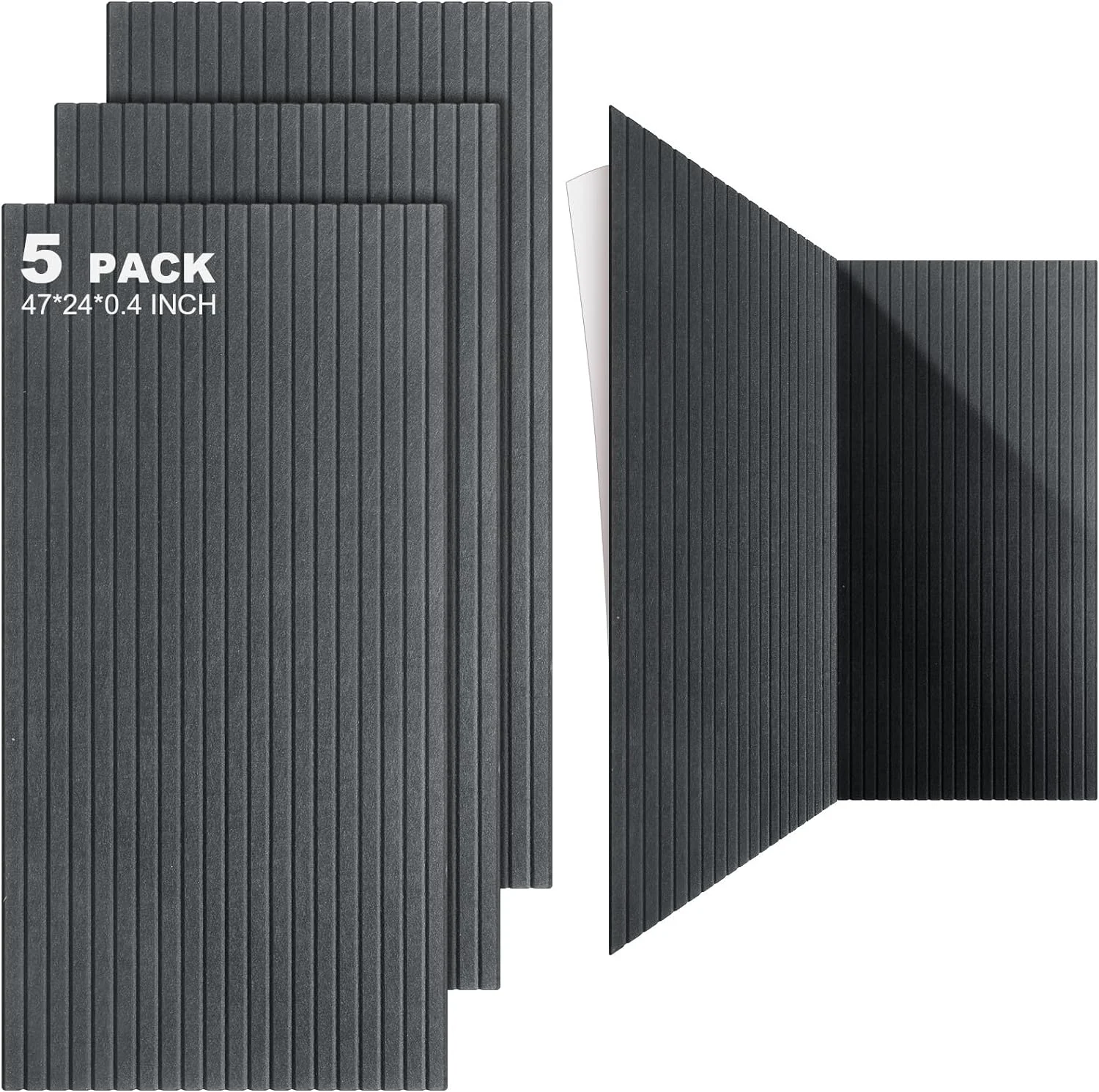 5 Pack Large Acoustic Panels 47 X 24 X 0.4 Inch Sound Dampening Panels Self-Adhe