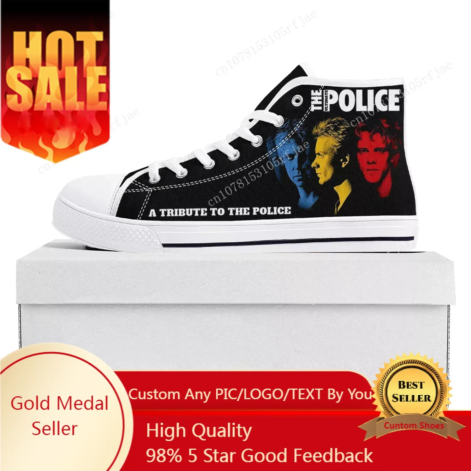 

The Police Band Pop High Top High Quality Sneakers Mens Womens Teenager Canvas Sneaker Casual Couple Shoes Custom Shoe White