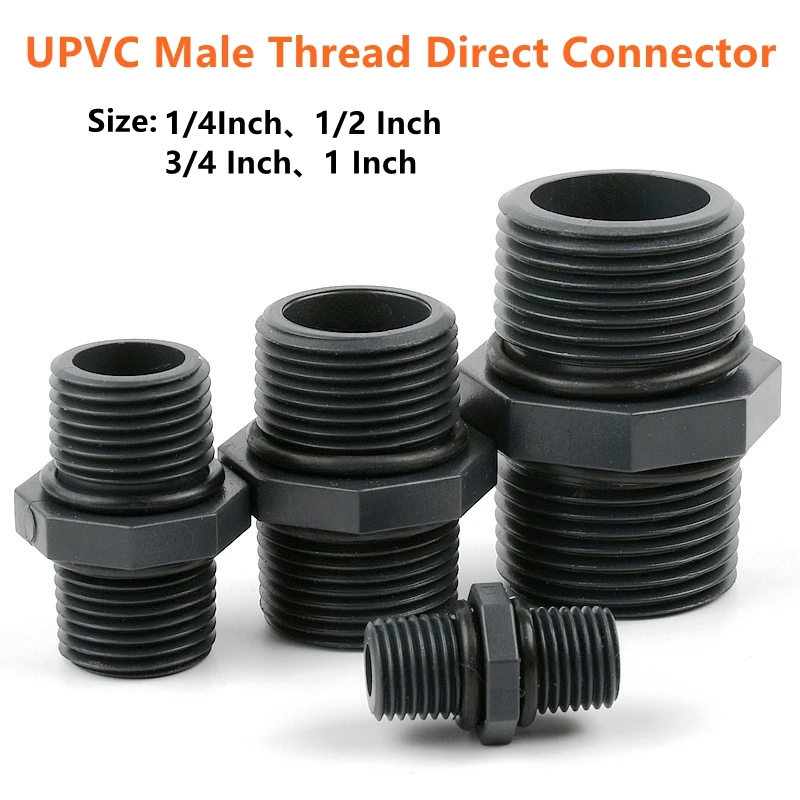 1~3PCS 1/4'' 1/2'' 3/4'' 1'' UPVC Male Thread Direct Pipe Connector Aquarium Fish Tank Fittings Garden Plastic Irrigation Joints