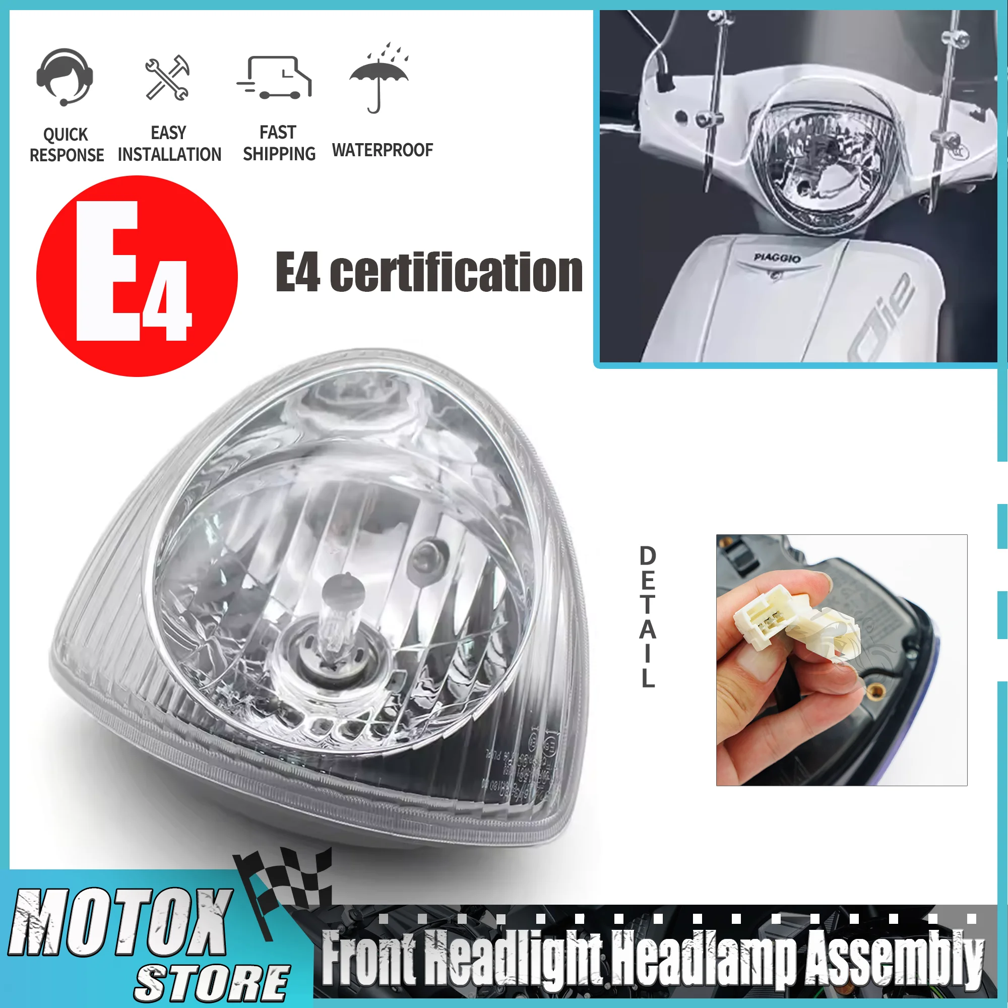

Fit For PIAGGIO 2005-2007 Liberty 50 125 2006-2015 2017-2019 125cc 50cc 2T 3V 4T Front Head Light 2009 2010 Headlight Headlamp