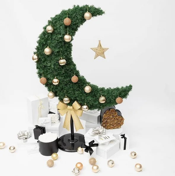 Artificial Luxury Set 90-180CM Ramadan Tree Decoration Moon Shape Crescent Tree Eid Mubarak Home Decorations Outdoor Ornaments