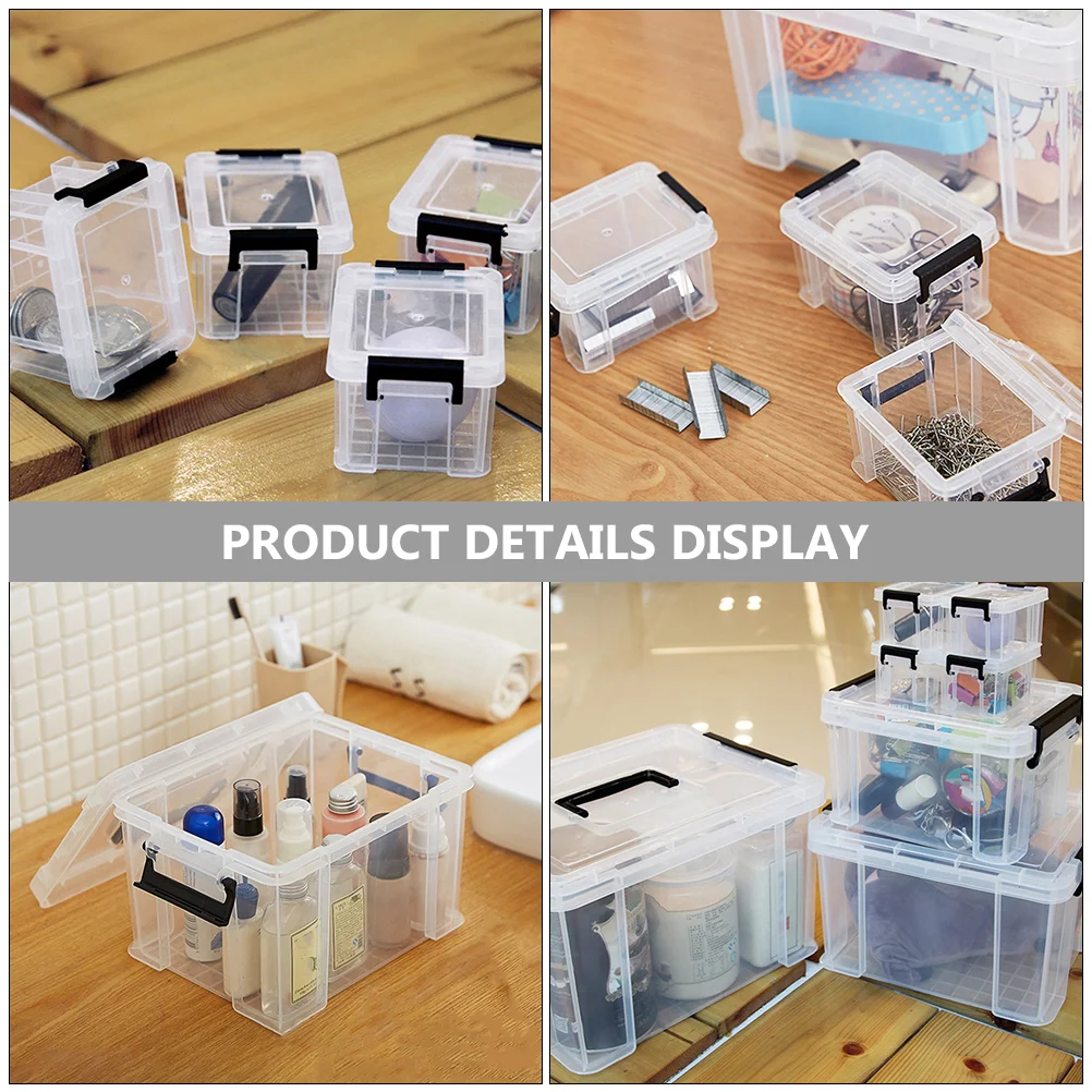 5pcs Mini Storage Container Storage Bins Small Clear Bin Portable Storage Boxes mini storage bins small plastic tote