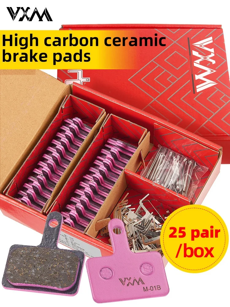 AliExpress VXM Bicycle High Carbon Ceramic Brake Pads M-01B Model 25 Pairs/Box Wear-Resistant Heat-Resistant Brake Pads for MTB Road Bikes