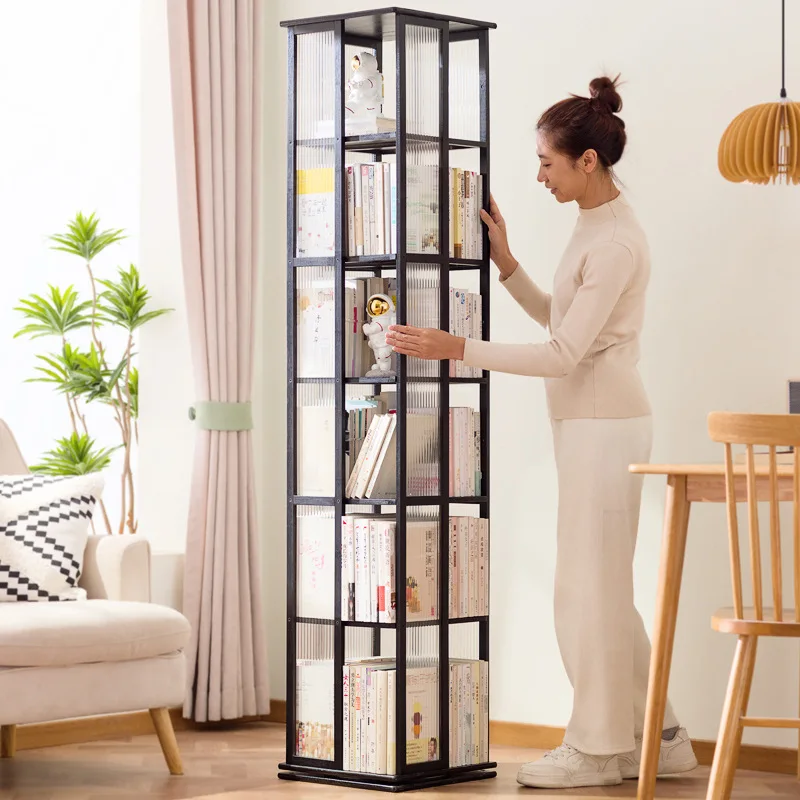 

Книжный шкаф для гостиной, простая напольная полка, вращающаяся книжная полка, шкаф для хранения на 360 градусов