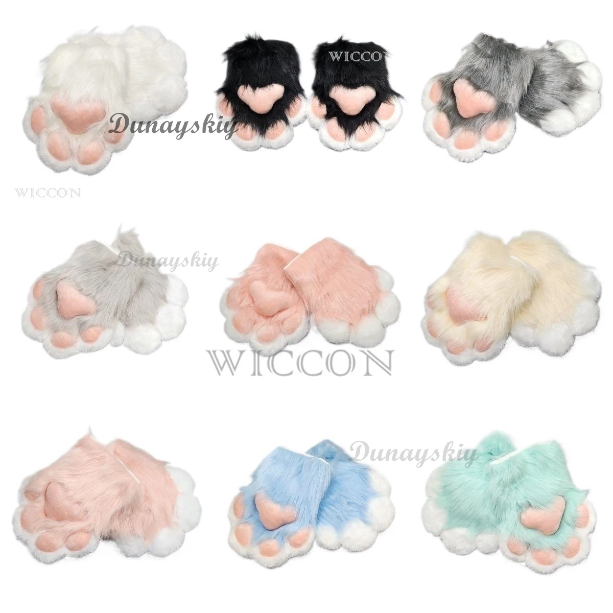 Kawaii Plush Cosplay Costume Furry Color Animal Paw Gloves Cat Girl Gloves Cat Paw Cute Plush Fursuit Finished Product In Stock