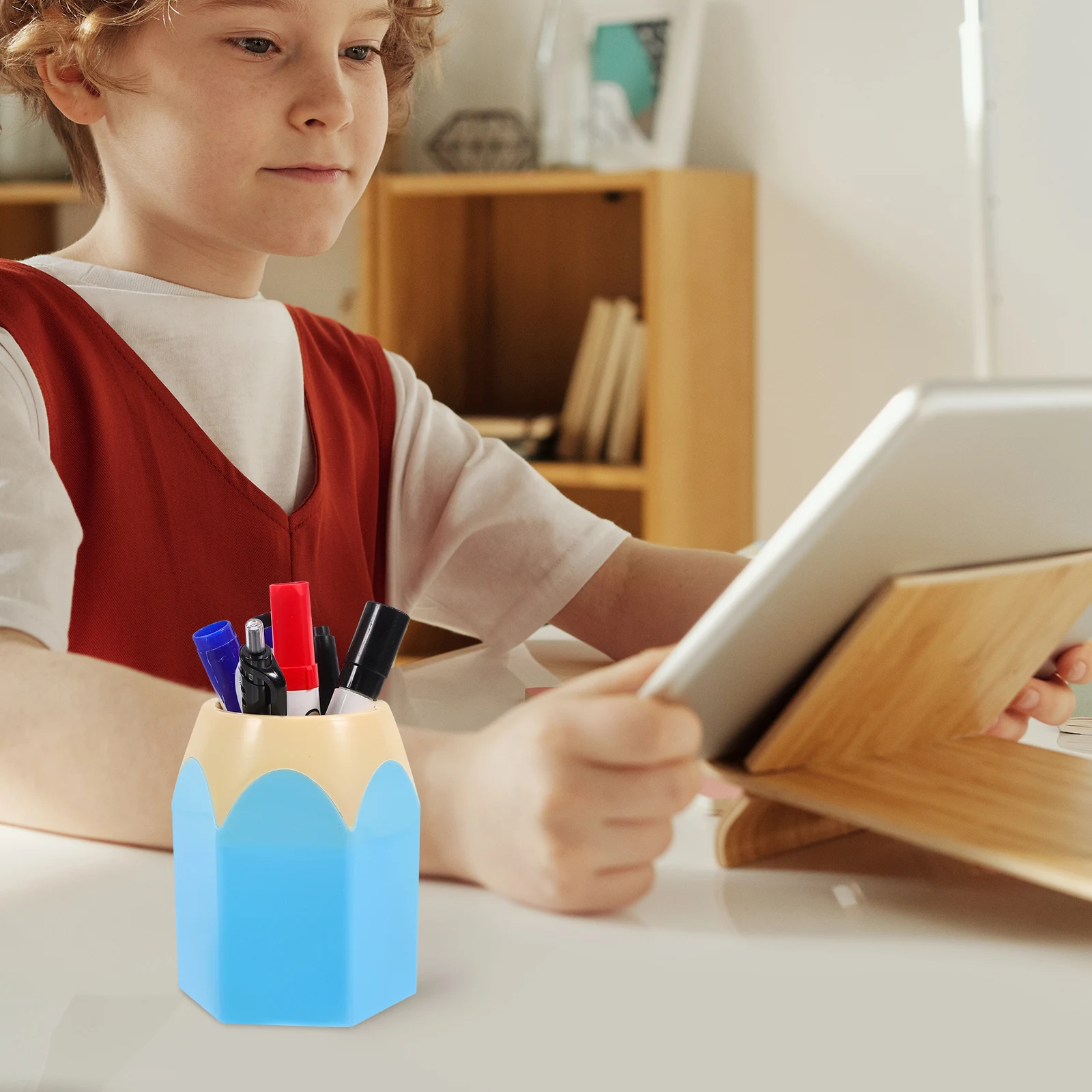 

4 Pcs Pencil Holder School Cup Stationery Cartoon Container Kawaii Desktop Can for Office