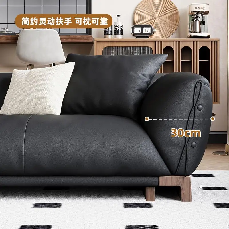 Sofa Kulit, Perancis Premium Minimalis Italia, Sofa Baris Lurus Retro, Sofa Awan