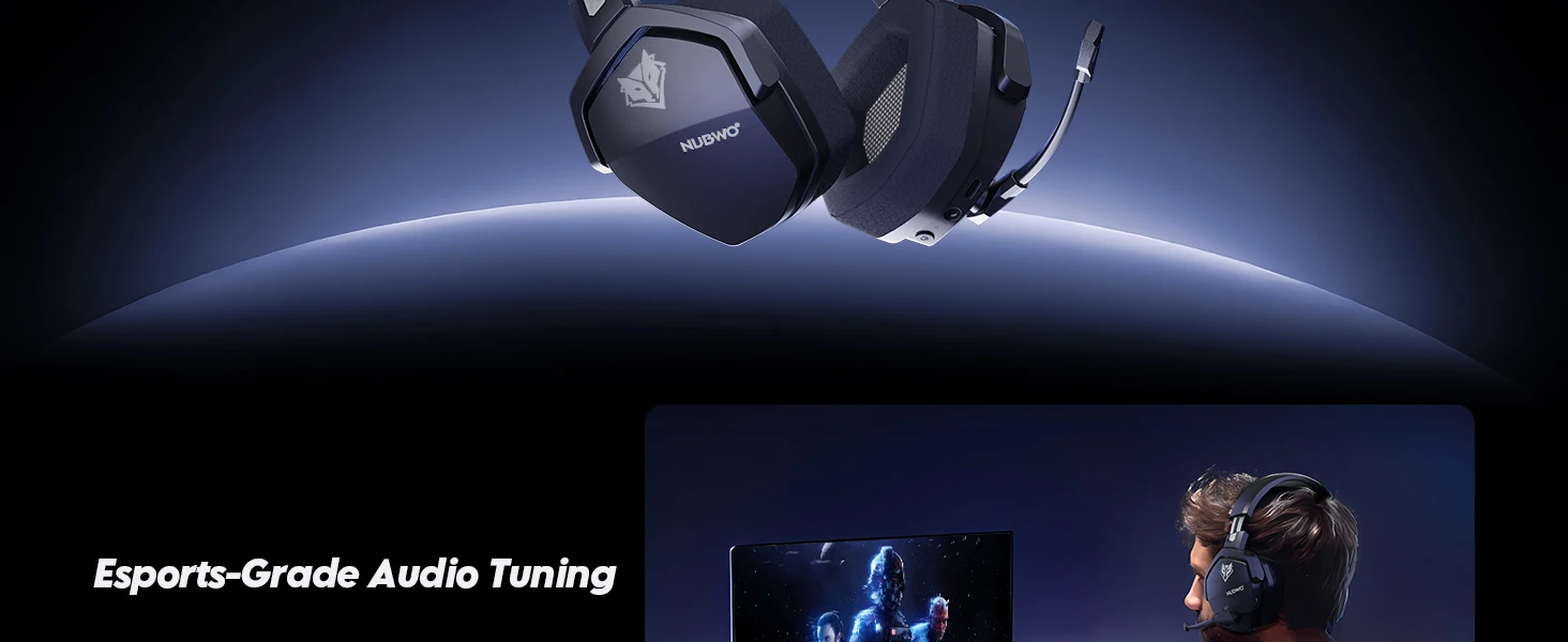 NUBWO G06 Kabellose Headsets Gamer 2,4 GHz Bluetooth 5.3 Gaming-Kopfhörer mit Dual-Mikrofon für PS5, PS4, PC, Mobil, Switch – Detail 6