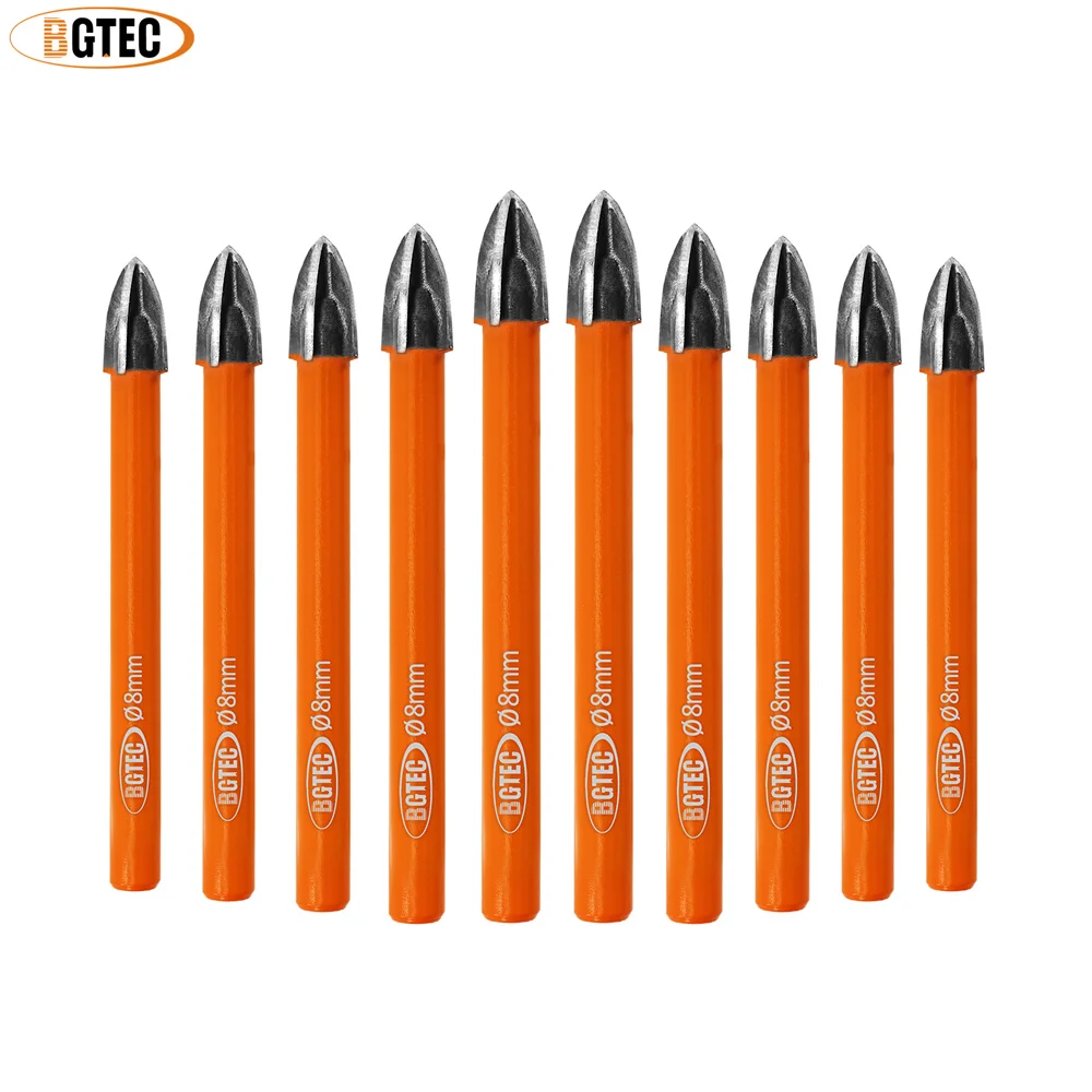 

BGTEC 10 шт./компл. 5/6/8/10 мм алмазные сверла с круглым хвостовиком, крестообразный карбид, открывалка для отверстий, сверление, керамическая плитка, дерево, мрамор, кладка