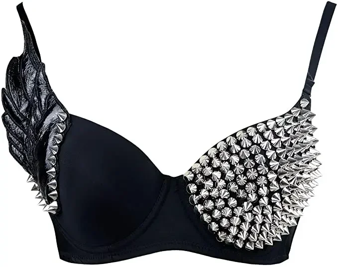 فاسق أجنحة الهذيان الصدرية الأعلى الفضة برشام القوطية رفع الملابس الداخلية النسائية مثير Y2k ملهى ليلي حزب بار موضة 2025