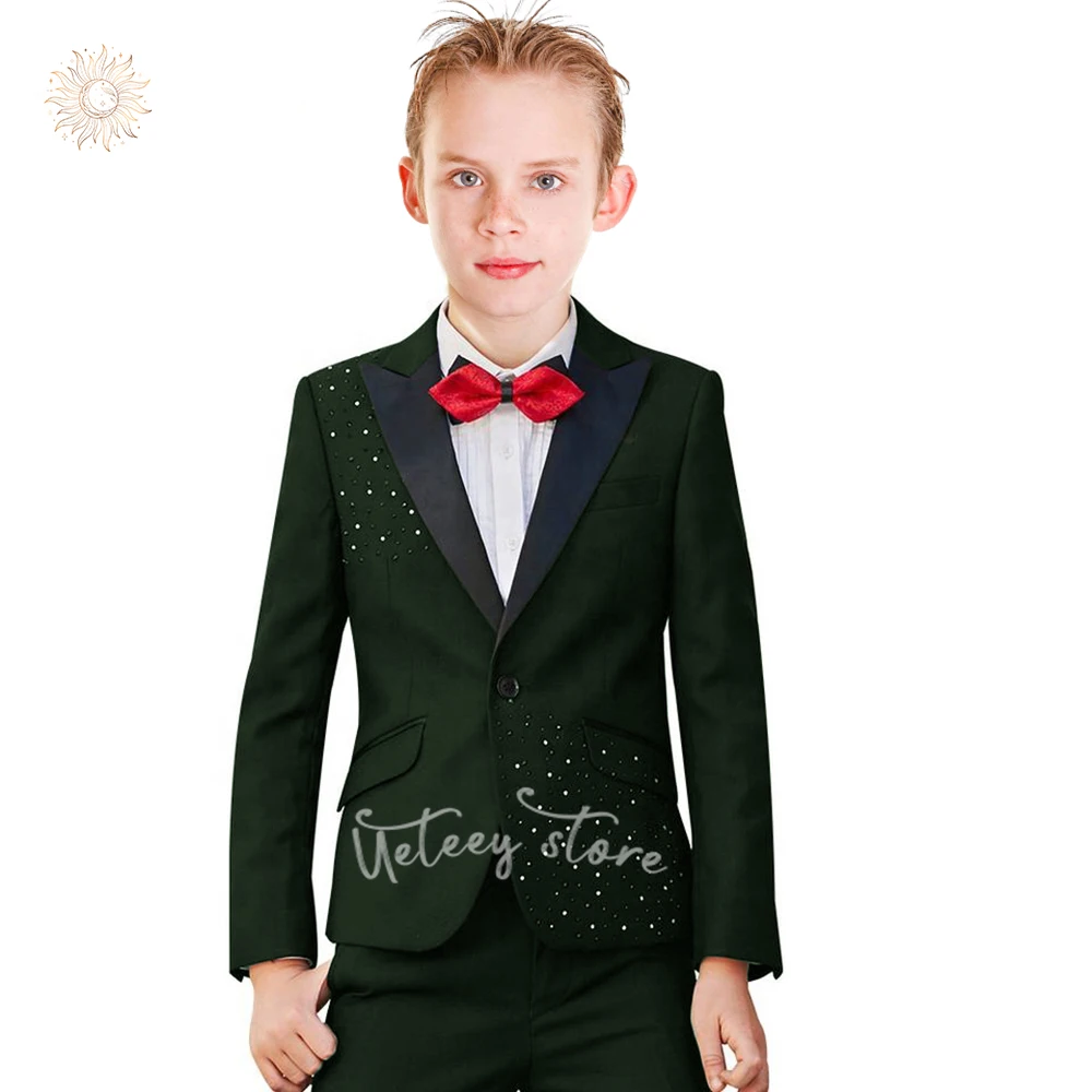 Terno masculino de 3 peças, clássico, slim fit, terno infantil sólido para crianças pequenas, terno de casamento para festa de baile