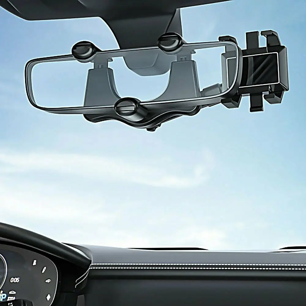 

Вращающийся на 360 ° и выдвижной автомобильный держатель для телефона многофункциональное зеркало заднего вида