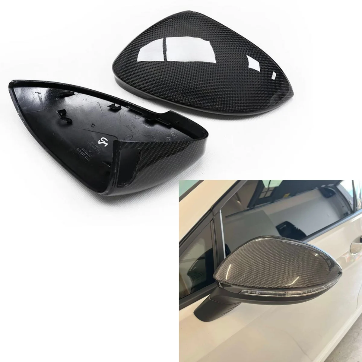 

Style Carbon Fiber Side Mirror Covers for Volkswagen VW Golf 8 MK8 2020+ With lane Assist Replacement Mirror Covers