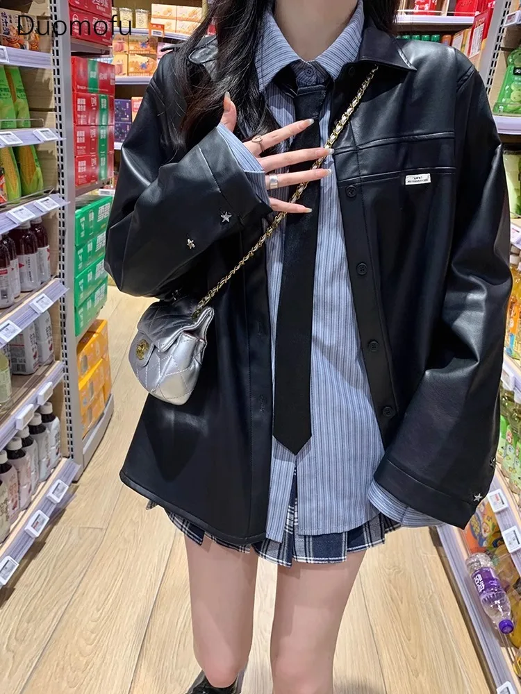 Duomofu Black Vintage Sweet Loose Simple Women Jackets Autumn New Basic Pure Color Casual Fashion Single Breasted Female Jackets