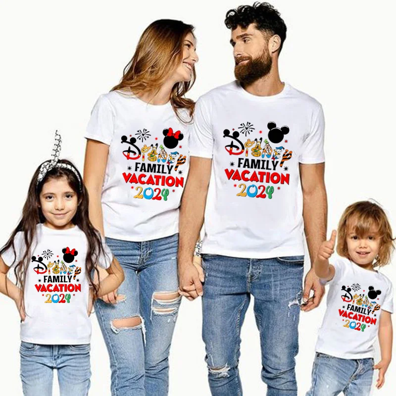 2024 Mickey Minnie Mouse Family Trip Cartoon Patches for Clothes Heat Transfer Stickers DIY T shirt Iron on for Women Appliqued