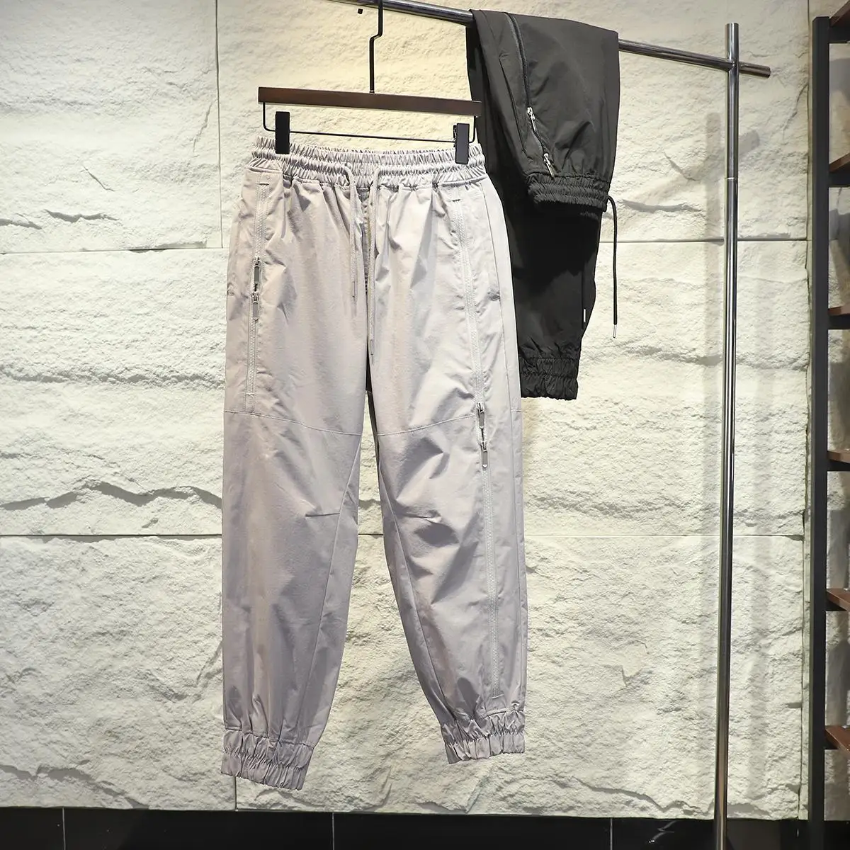 

Высококачественные мужские повседневные брюки с двойной молнией, свободные, с эластичным поясом, с манжетами, для скейтбординга, весна-осень