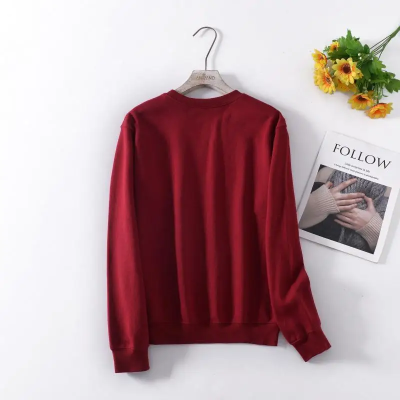 Loose Fit Long Sve round Ne Sweatirt Inner Fce Letter Print Street Sle Women's Autumn New Arrival Value plus Size