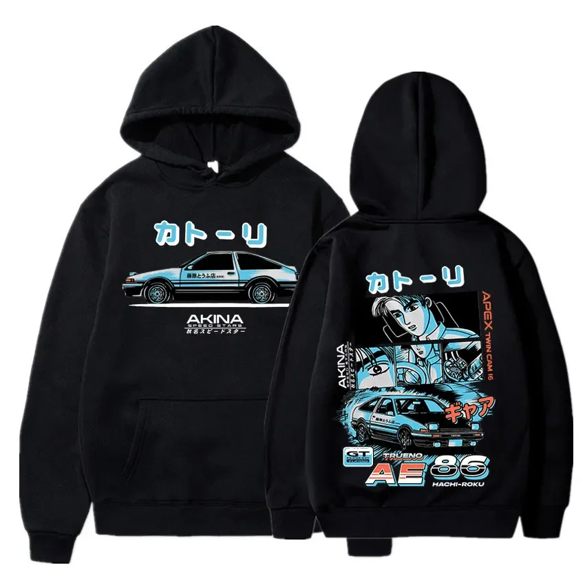 Initial D Manga Hachiroku Shift Drift Men\'s Hoodie Anime Takumi Fujiwara Tofu Shop Delivery AE86 Sweatshirt Streetwear Pullover