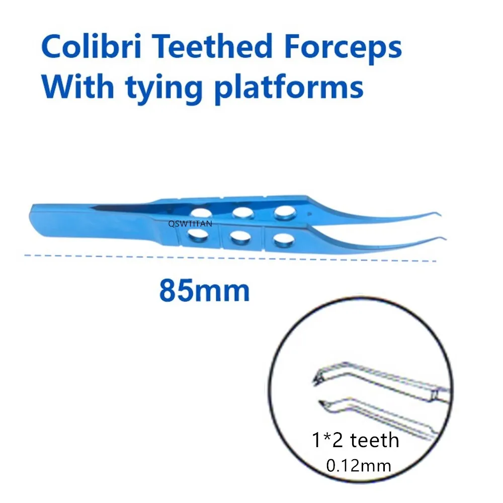 Pinça tálmica de titânio botvin colbri escova de dentes oftálmica instrumento cirúrgico