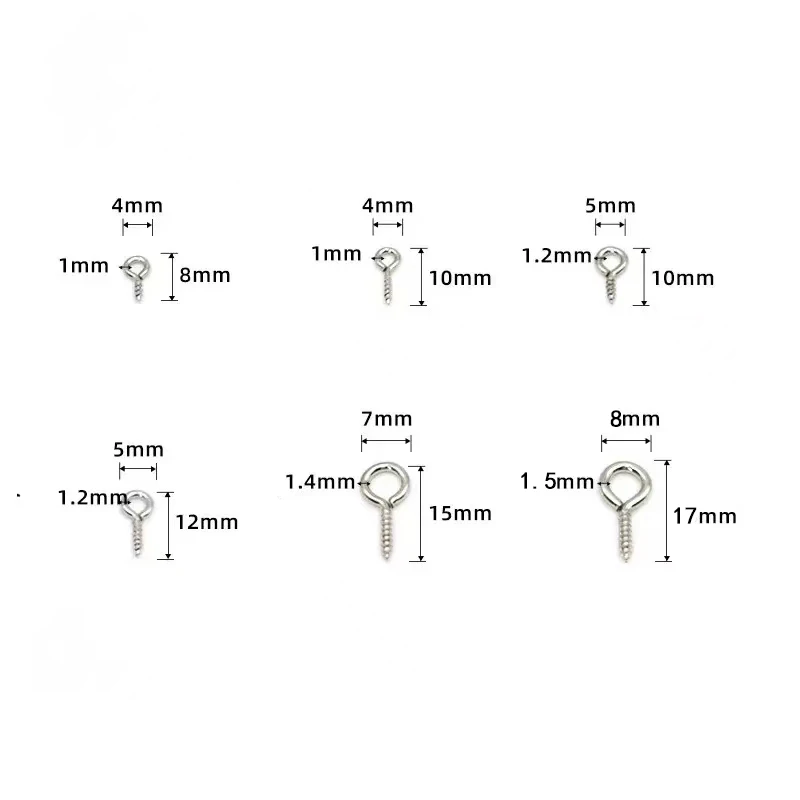 100 Stück Edelstahl Augen Nagelschraube Winzige Mini-Augennadeln Haken Ösen für Perlen Charms Anhänger DIY Schmuck Halskette Erkenntnisse – Detail 3