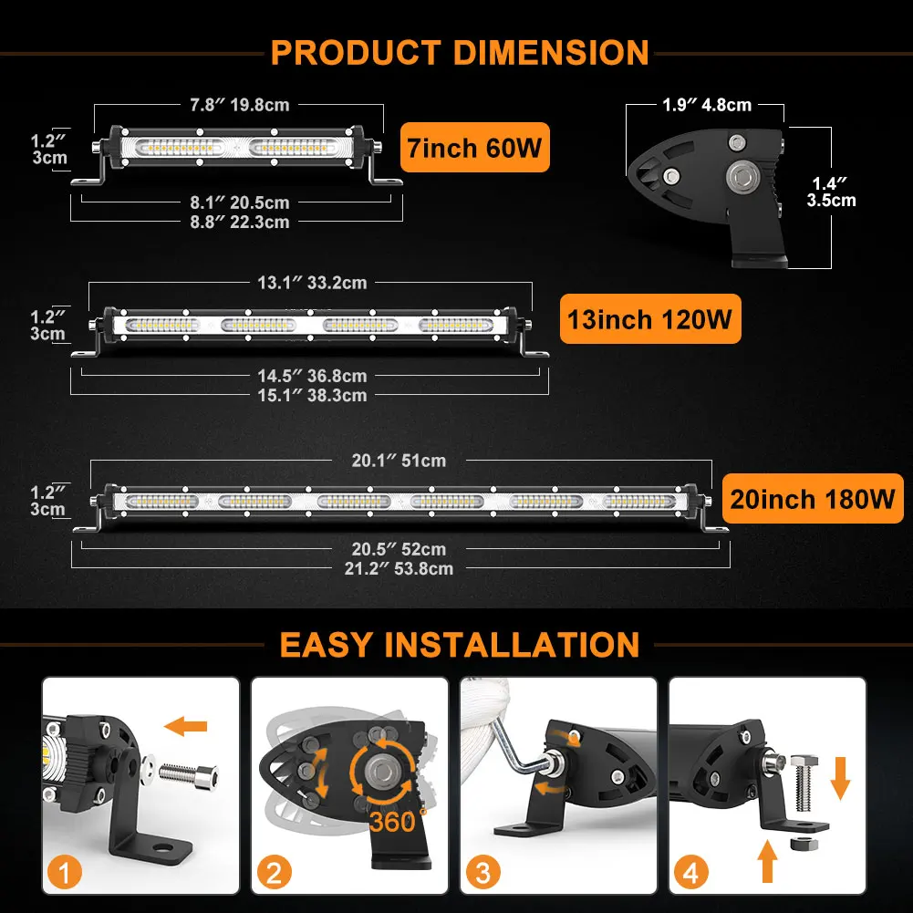 Barra luminosa a Led Ultra sottile 7 \