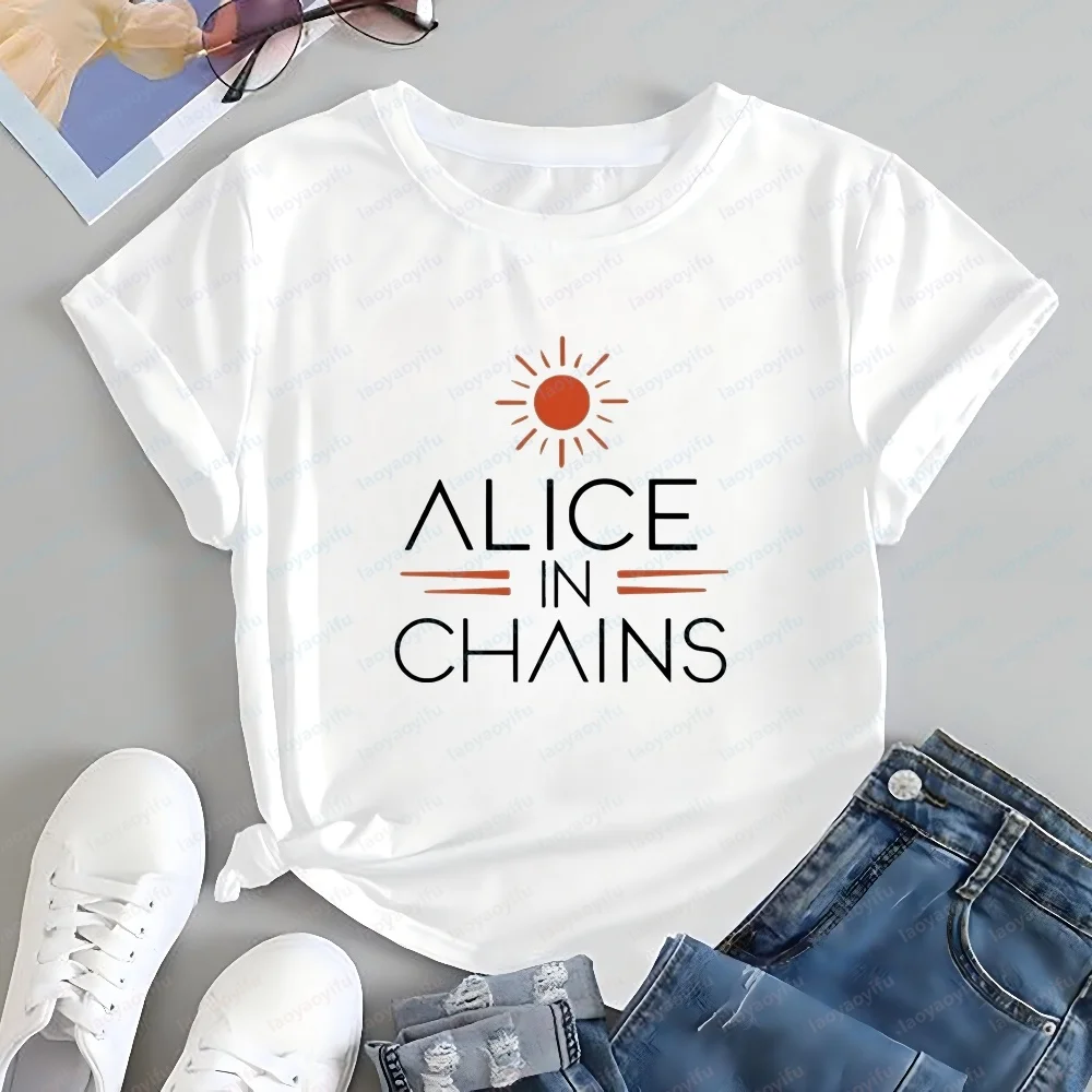 Loose and Retro Alice in Chains Band Summer Short-sleeved T-shirt Suitable for Both Men and Women, Providing Comfortable Wear.