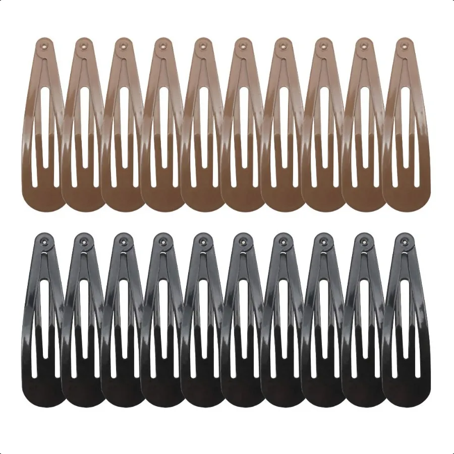 

20 Pieces 2.7'' Big Size No Slip Metal Snap Hair Clips Women Barrettes Black Hair Pins 10 black 10 Brown