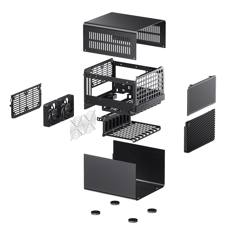 Imagem -05 - Nas Itx Mini Case All-in-one Alumínio Office Desktop Chassis Disco Rígido Localização Suporte 250 Milímetros Placa Gráfica pc Case Jonsbo-n3