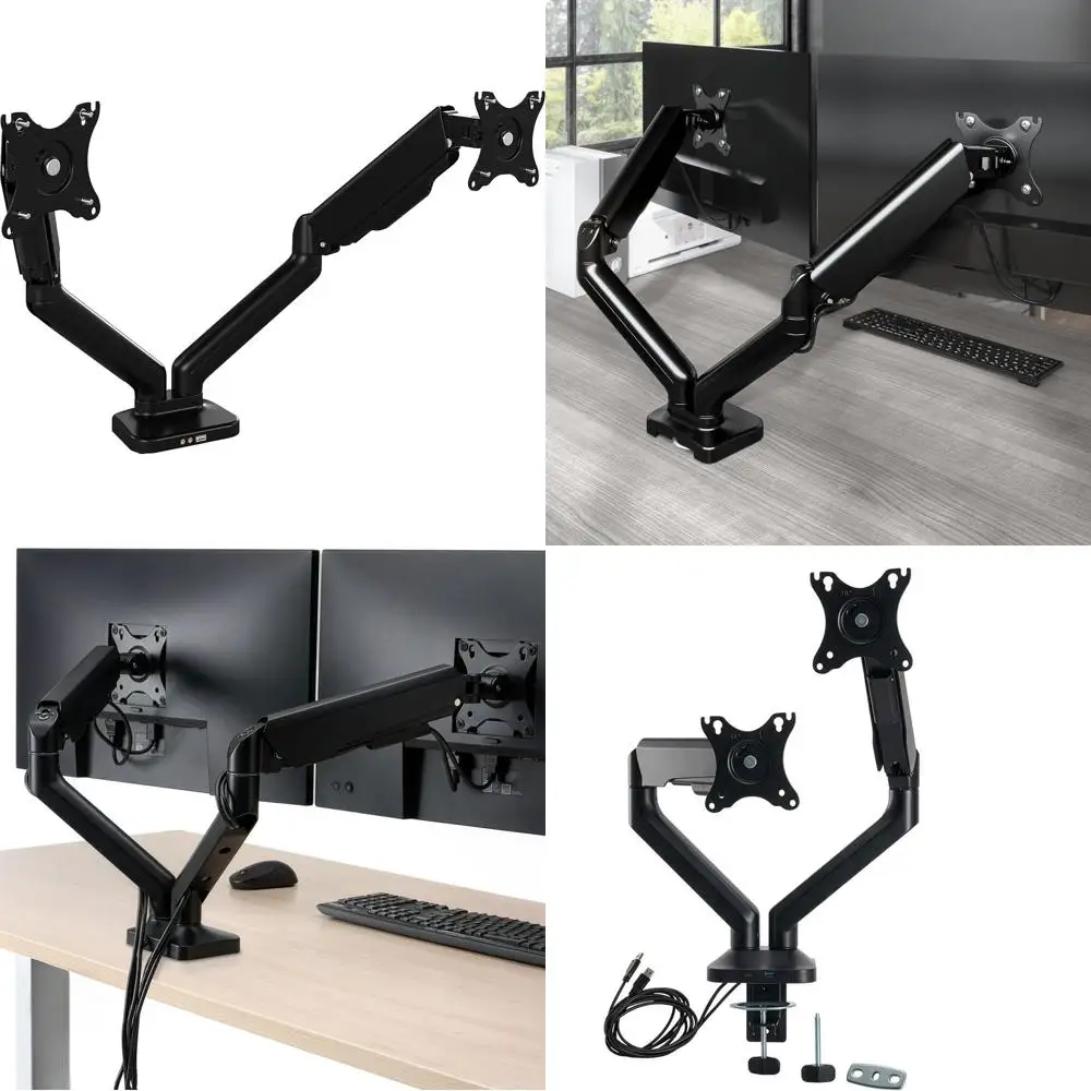 

Sleek Dual Monitor Stand, Commercial Desk Accessory, Satin Black for Office Use