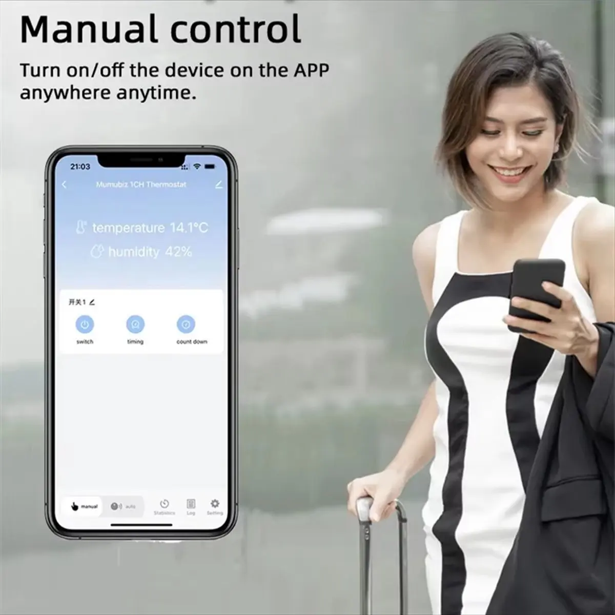 AB53 Tuya Smart Life WiFi Switch Relay Temperature Humidity Monitoring Thermostat Sensor Passive Dry Contact AC 85-250V