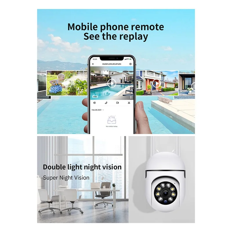 Kamera Keamanan Luar Ruangan BVBV, Kamera WiFi 2.4GHz untuk Keamanan Rumah, Kamera Pengawasan Kubah 1080P 360 °   Tampilan, Audio 2 Arah